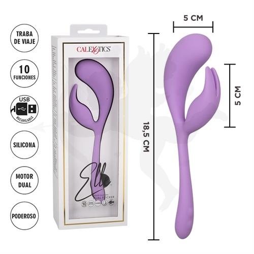 Elle estimulador de punto G con vibrador de clitoris de silicona liquida